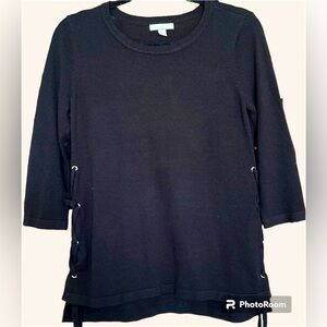 NEW YORK & COMPANY Black Side Lace-Up Sweater, Size XS, GUC.
